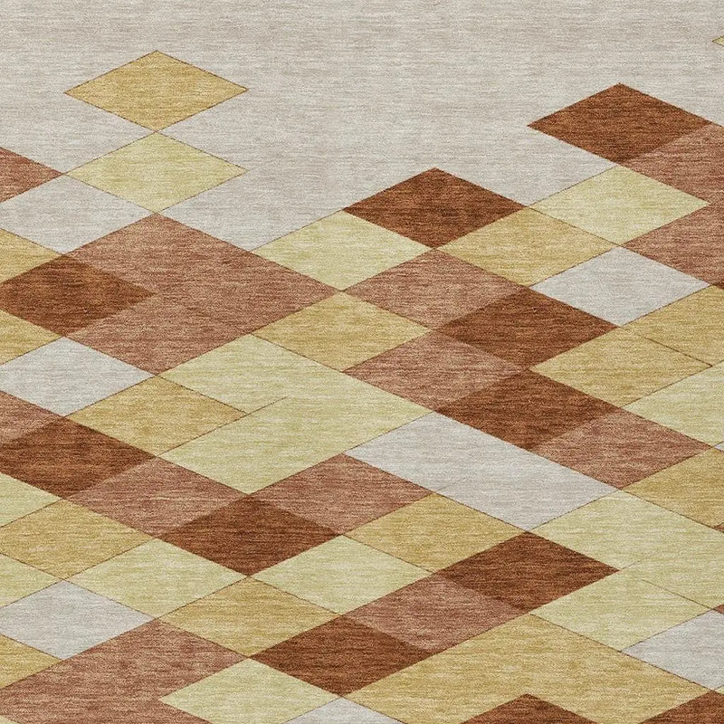 3' X 5' Orange And Copper Geometric Washable Indoor Outdoor Area Rug Homeroots Outdoor