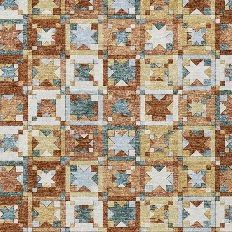 3' X 5' Orange And Copper Patchwork Washable Indoor Outdoor Area Rug Homeroots Outdoor