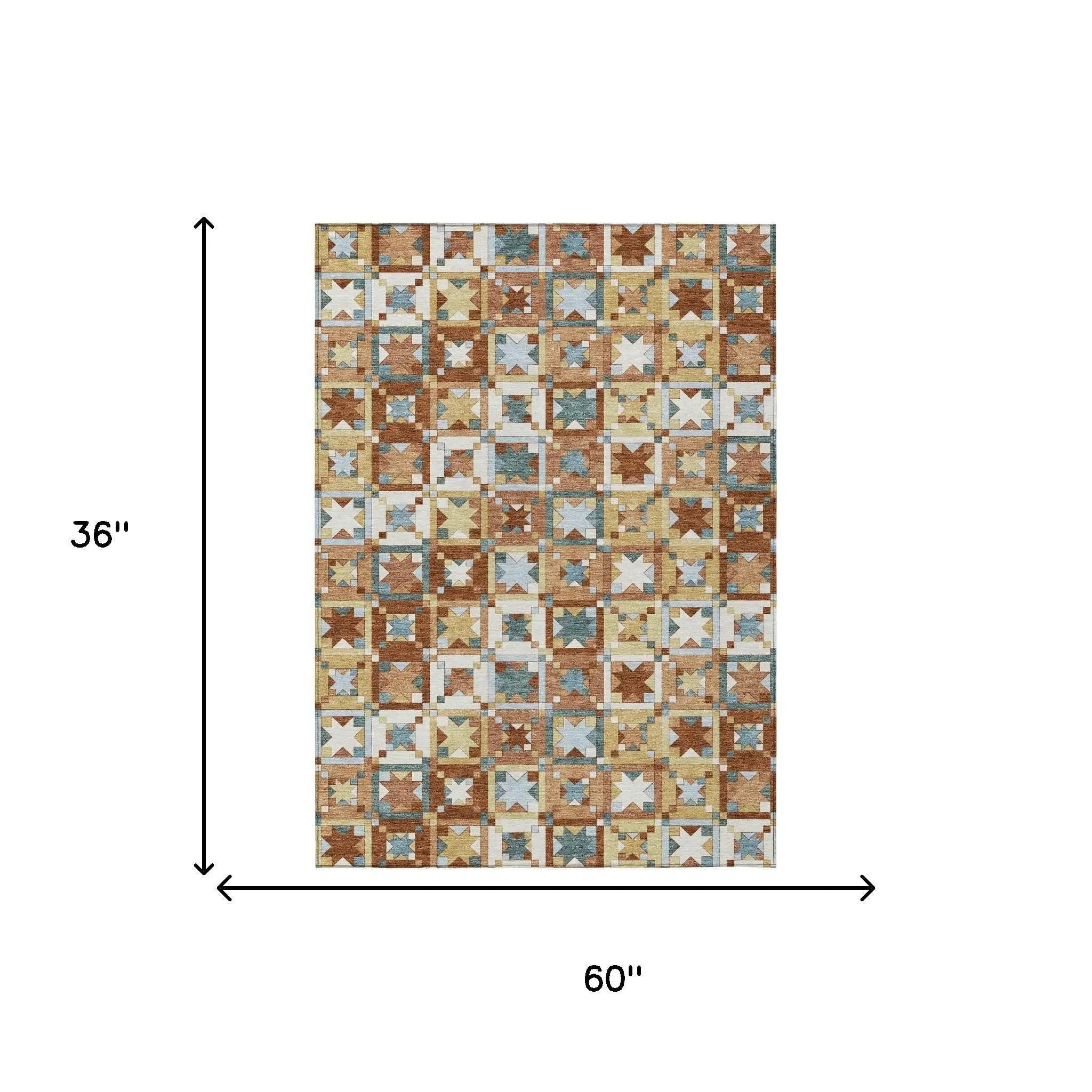 3' X 5' Orange And Copper Patchwork Washable Indoor Outdoor Area Rug Homeroots Outdoor