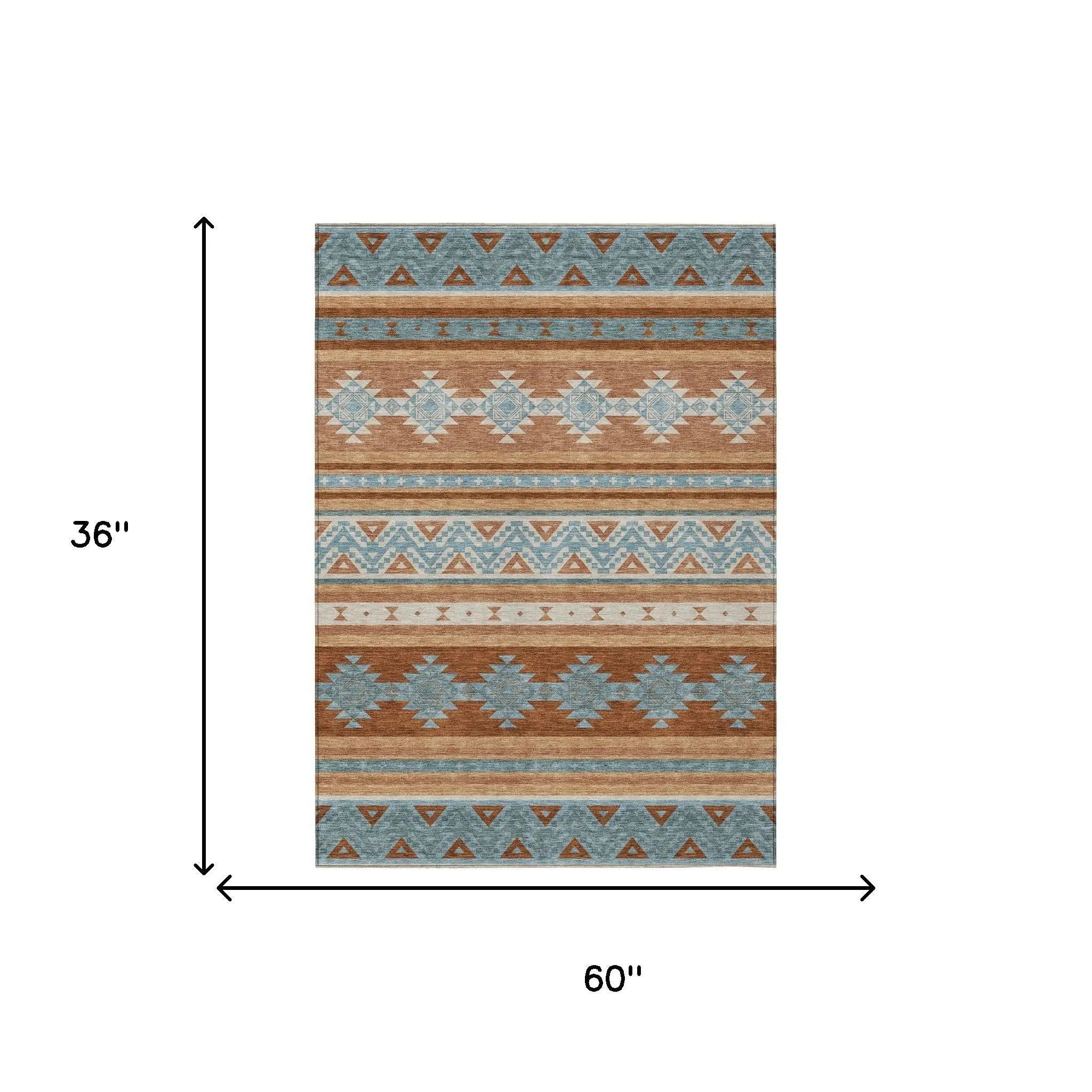 3' X 5' Orange And Copper Southwestern Washable Indoor Outdoor Area Rug Homeroots Outdoor