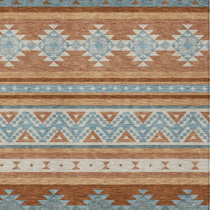 3' X 5' Orange And Copper Southwestern Washable Indoor Outdoor Area Rug Homeroots Outdoor