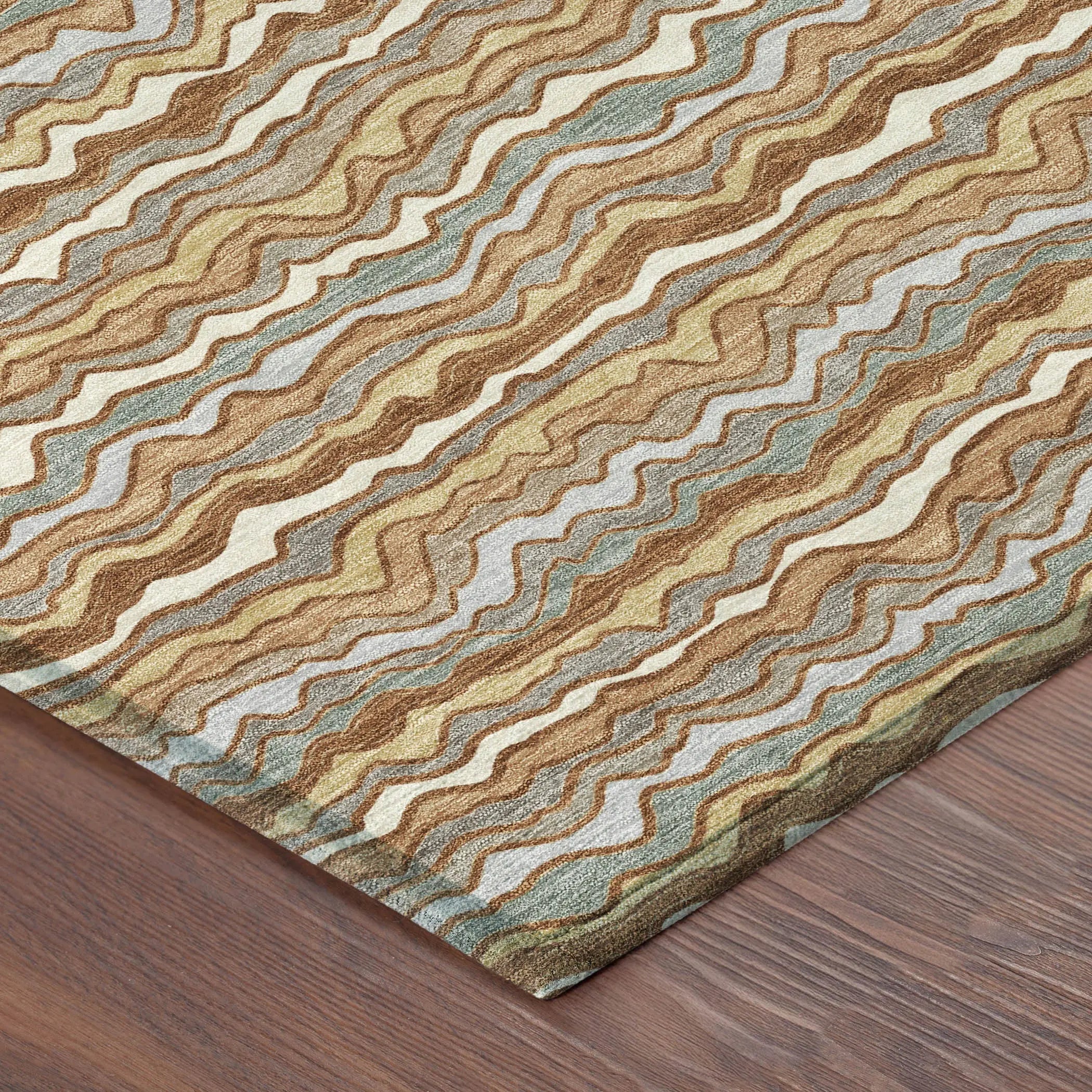 3' X 5' Orange And Copper Striped Washable Indoor Outdoor Area Rug Homeroots Outdoor