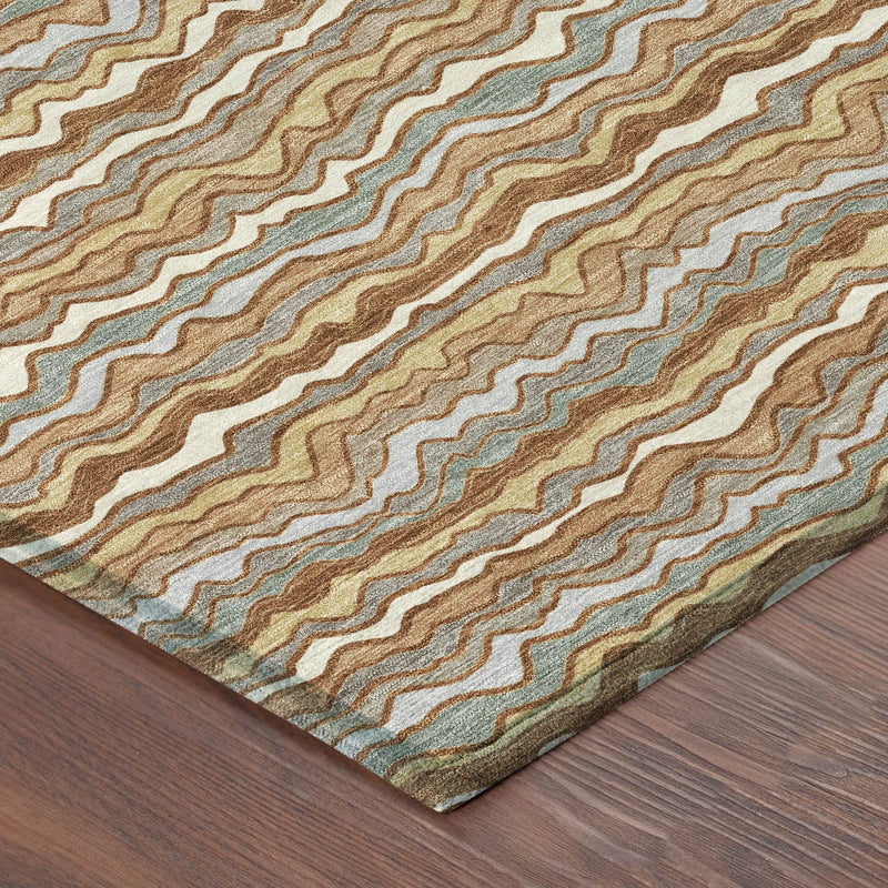 3' X 5' Orange And Copper Striped Washable Indoor Outdoor Area Rug Homeroots Outdoor