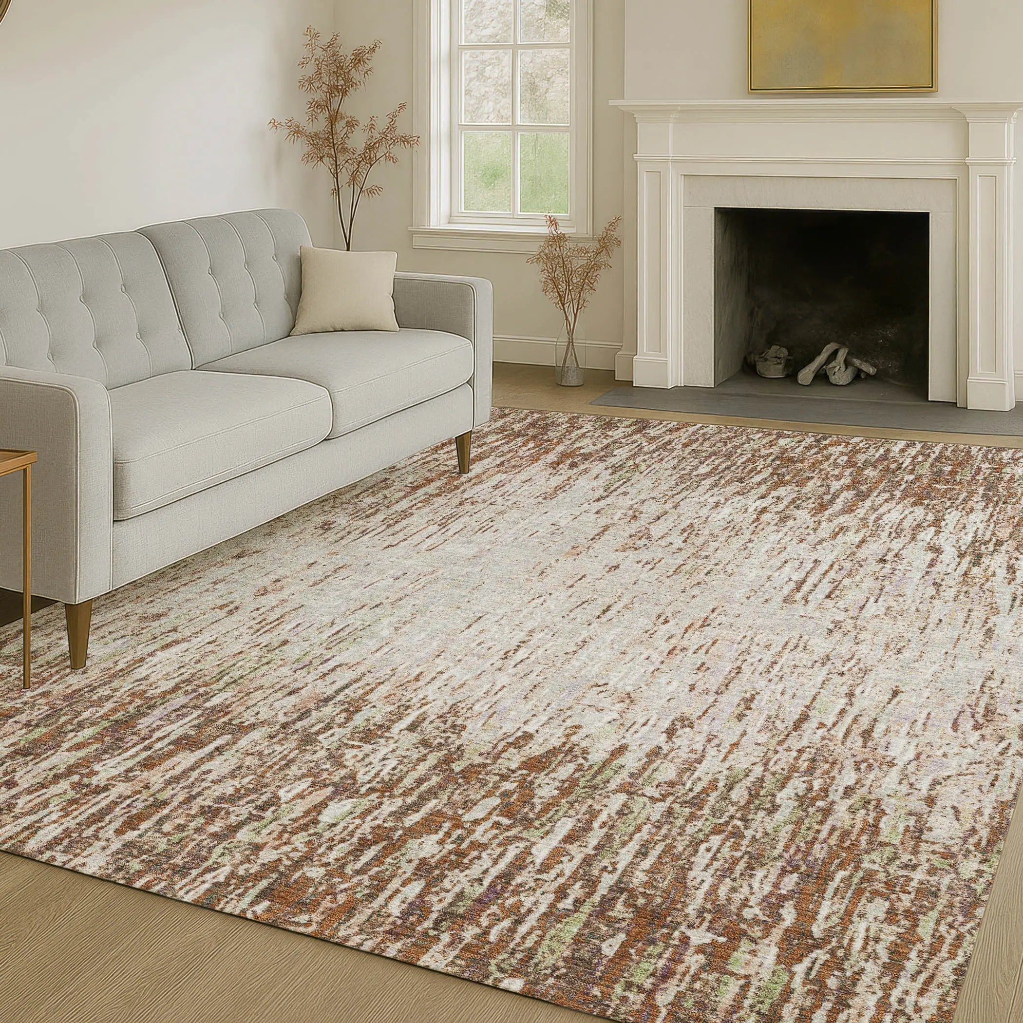 3' X 5' Orange And Copper Striped Washable Indoor Outdoor Area Rug Homeroots Outdoor