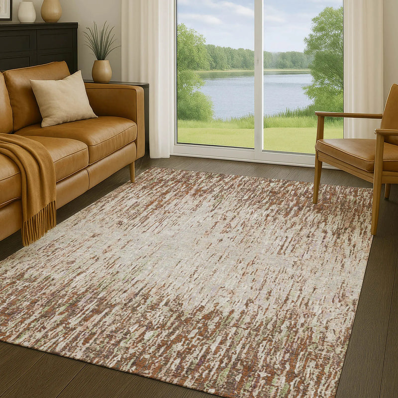 3' X 5' Orange And Copper Striped Washable Indoor Outdoor Area Rug Homeroots Outdoor