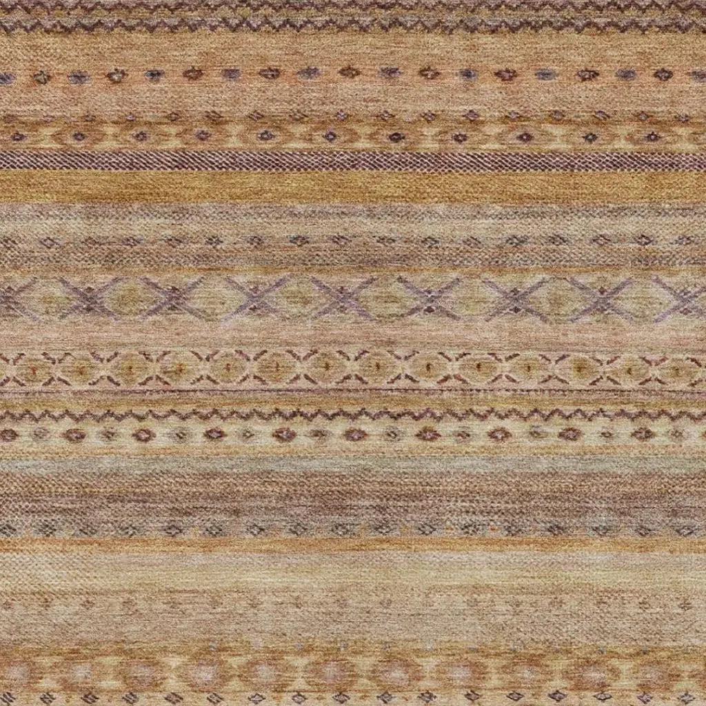 3' X 5' Orange And Copper Striped Washable Indoor Outdoor Area Rug Homeroots Outdoor