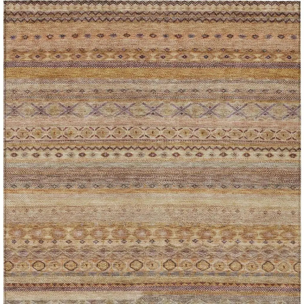 3' X 5' Orange And Copper Striped Washable Indoor Outdoor Area Rug Homeroots Outdoor
