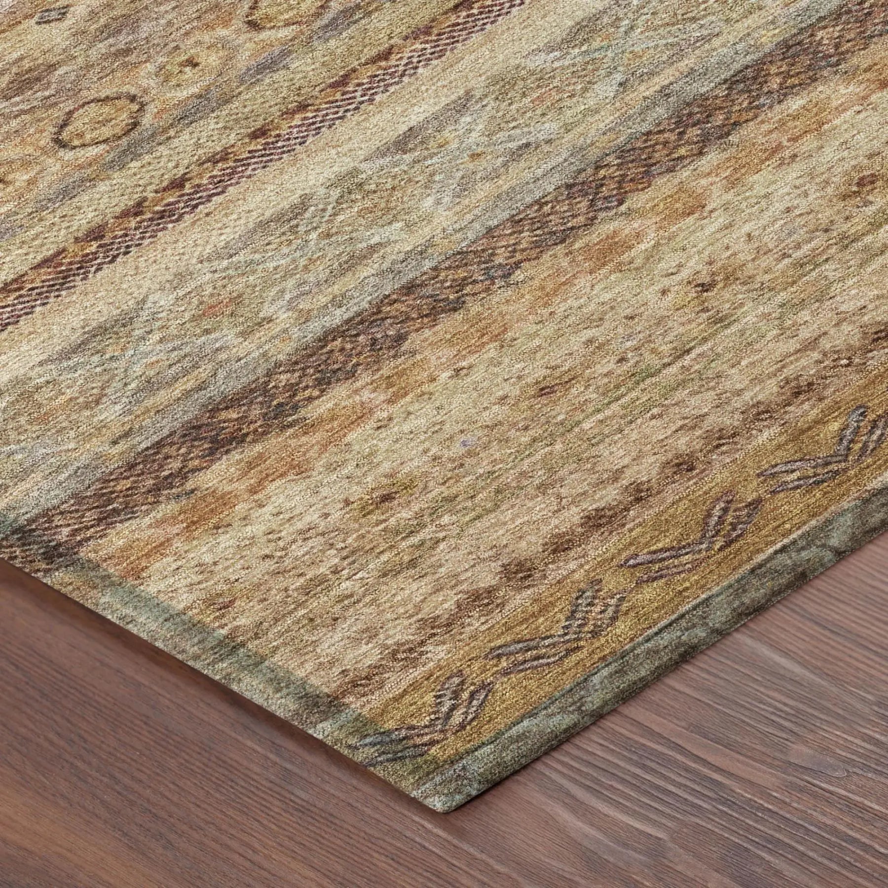3' X 5' Orange And Copper Striped Washable Indoor Outdoor Area Rug Homeroots Outdoor