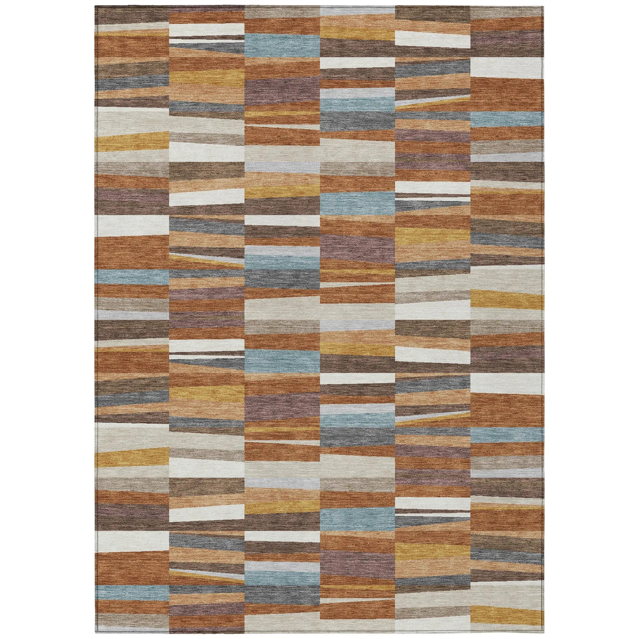 3' X 5' Orange And Copper Striped Washable Indoor Outdoor Area Rug Homeroots Outdoor