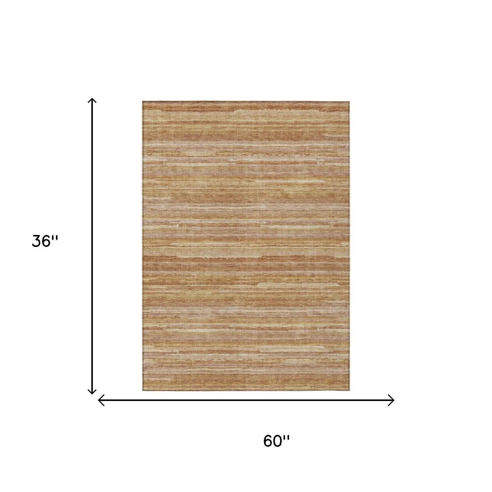 3' X 5' Orange And Copper Striped Washable Indoor Outdoor Area Rug Homeroots Outdoor