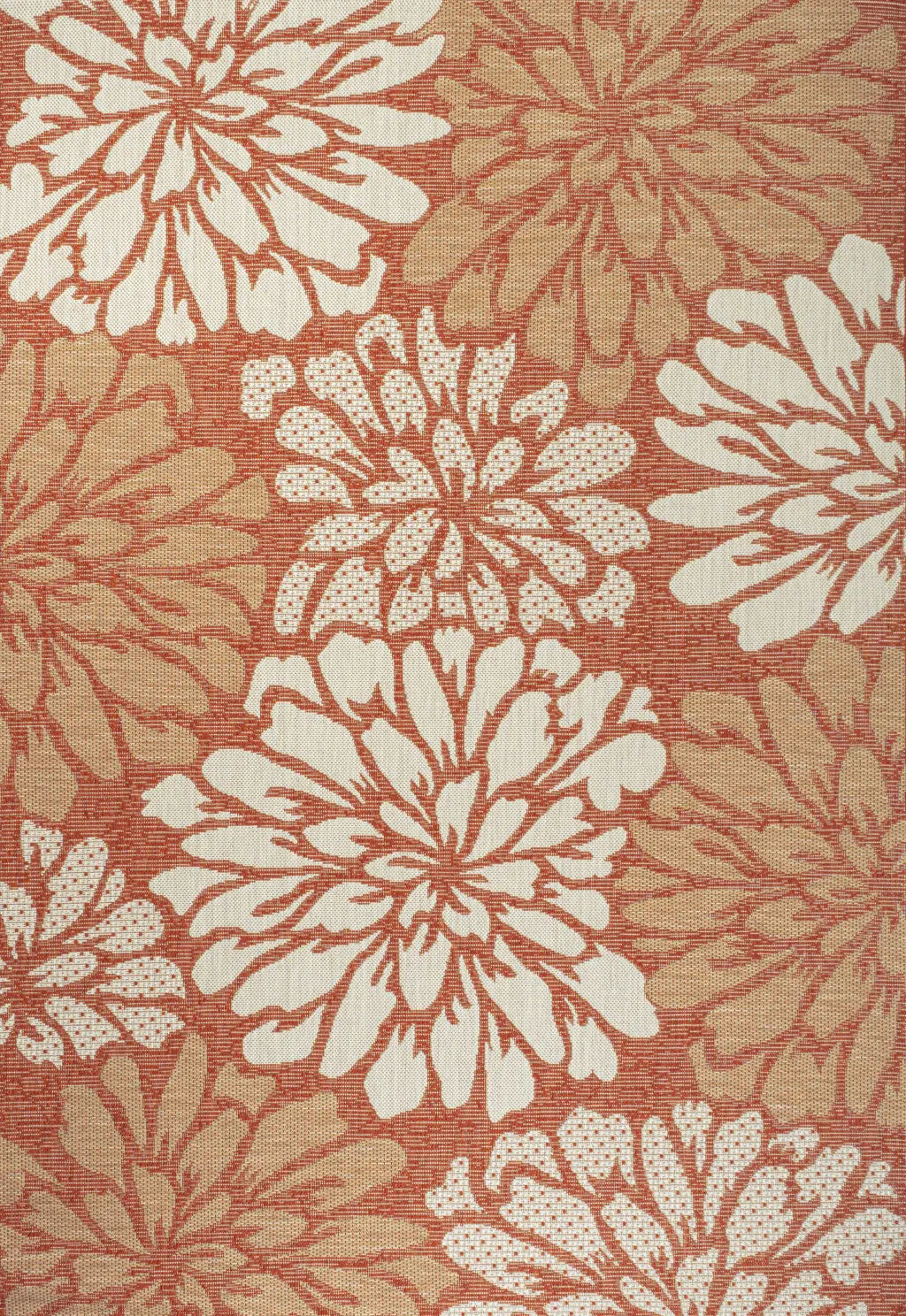 3' X 5' Orange And Cream Floral Indoor Outdoor Area Rug Homeroots Outdoor