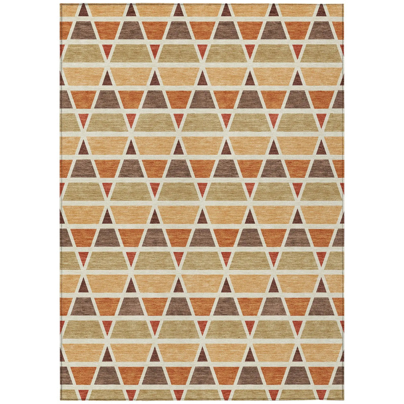 3' X 5' Orange And Cream Geometric Washable Indoor Outdoor Area Rug Homeroots Outdoor