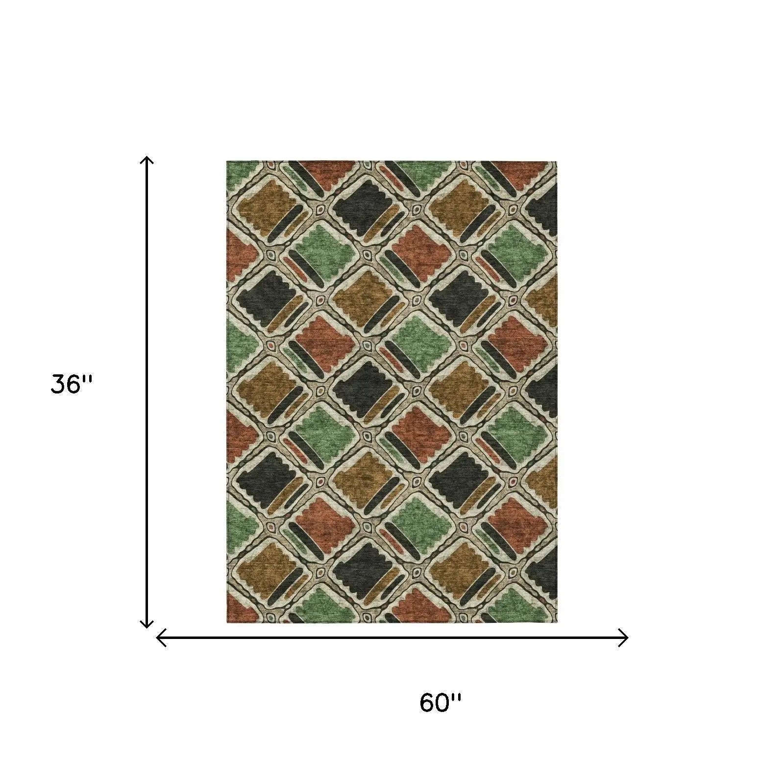 3' X 5' Orange And Emerald Geometric Washable Indoor Outdoor Area Rug Homeroots Outdoor