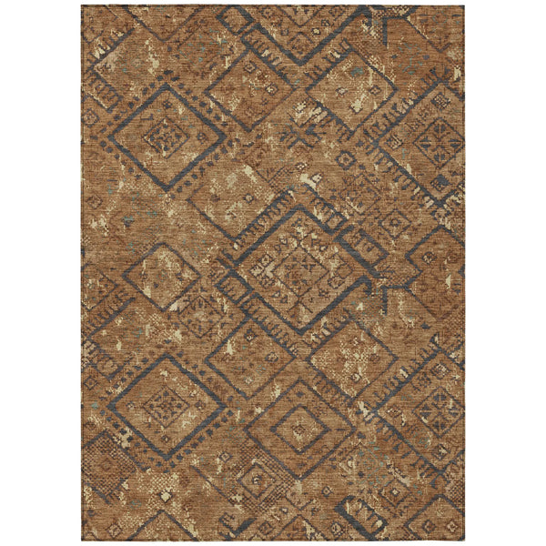 3' X 5' Orange And Gold Geometric Washable Indoor Outdoor Area Rug Homeroots Outdoor