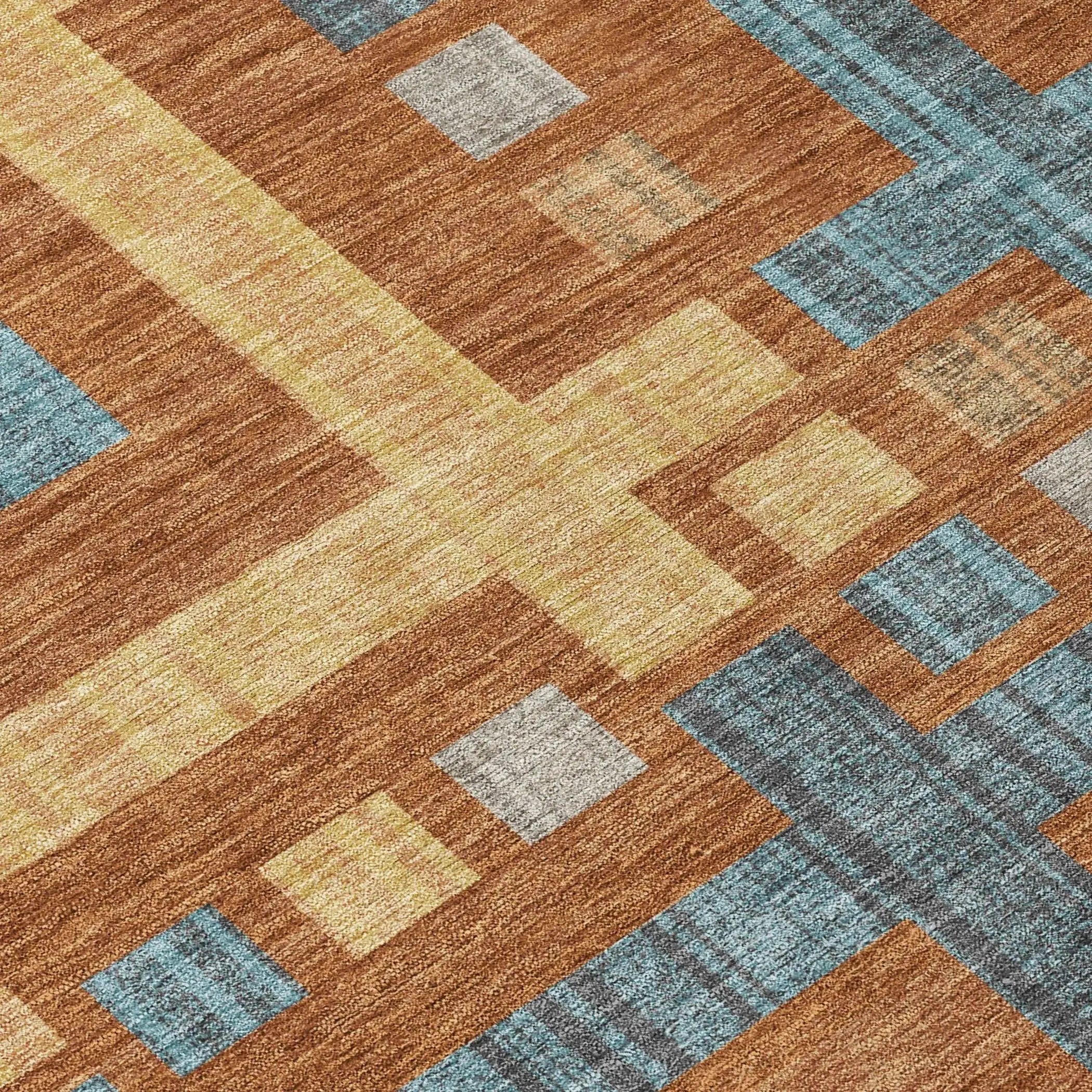 3' X 5' Orange And Gold Geometric Washable Indoor Outdoor Area Rug Homeroots Outdoor