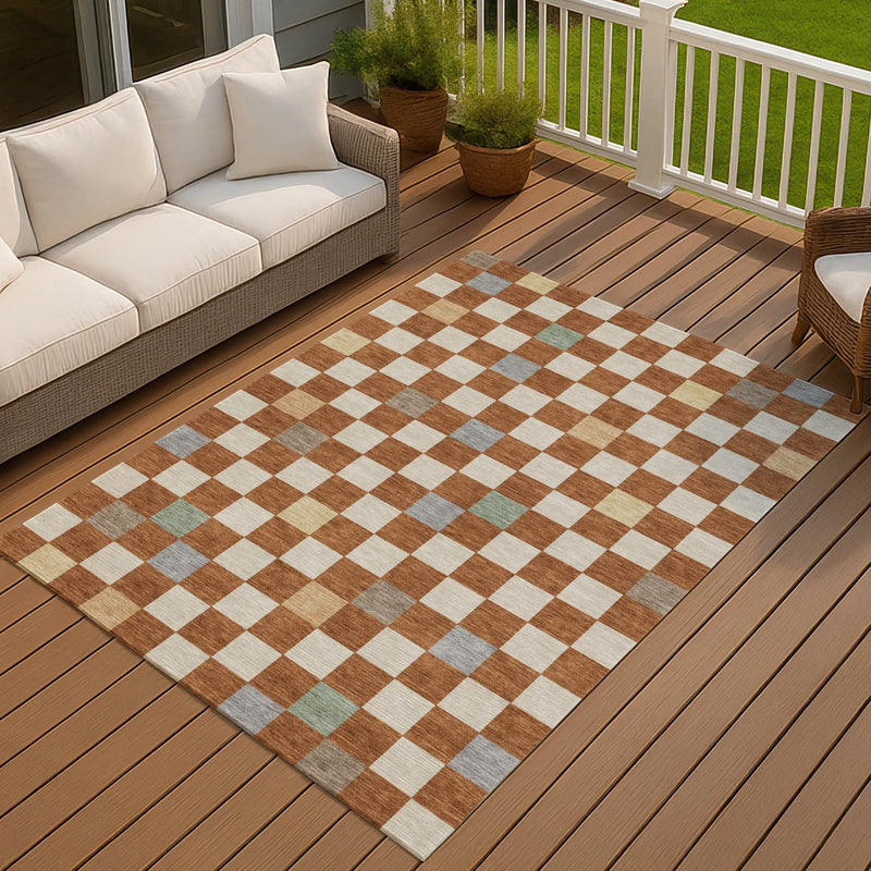3' X 5' Orange And Gold Geometric Washable Indoor Outdoor Area Rug Homeroots Outdoor