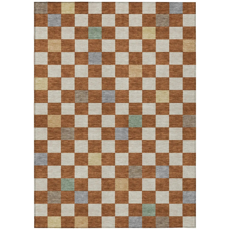 3' X 5' Orange And Gold Geometric Washable Indoor Outdoor Area Rug Homeroots Outdoor