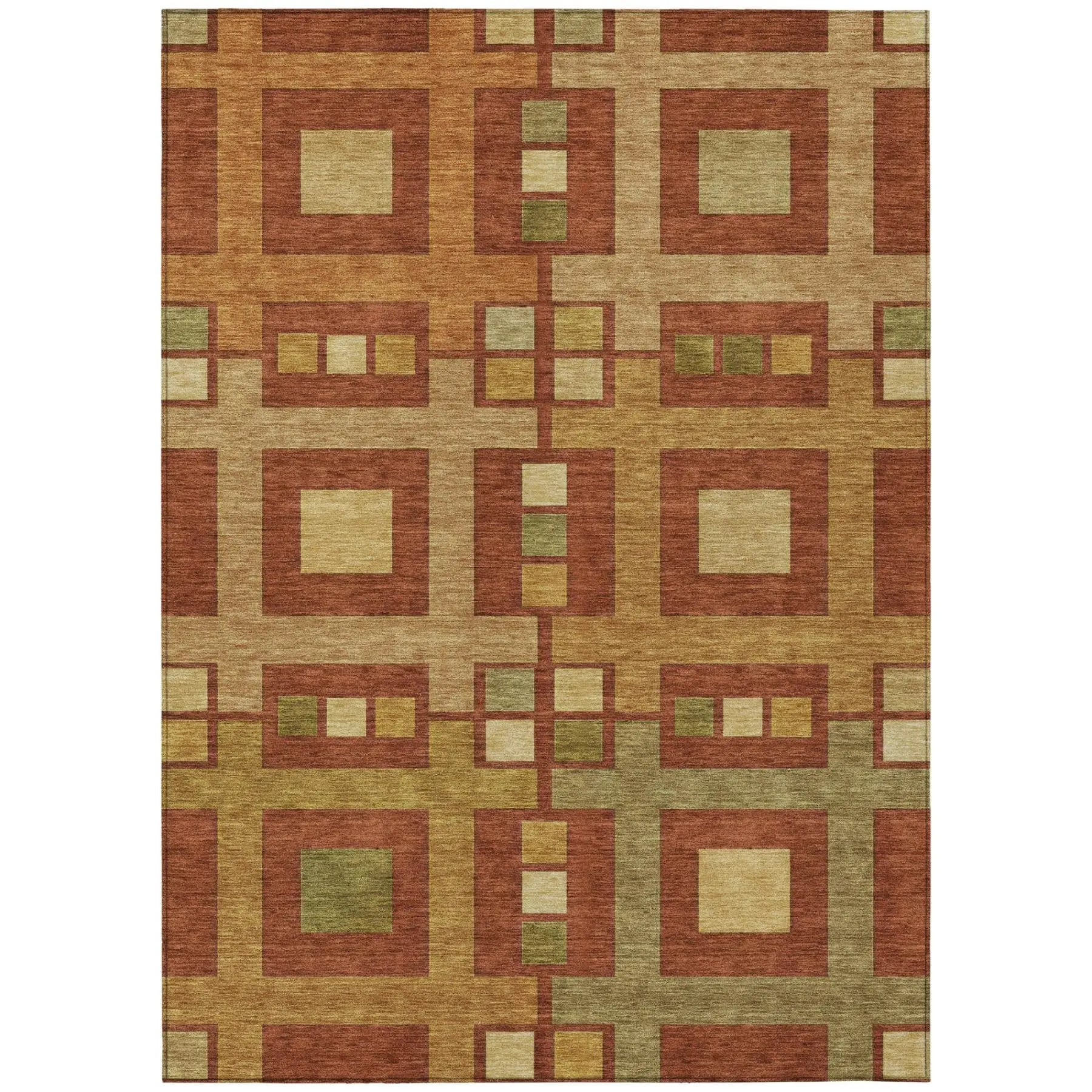 3' X 5' Orange And Gold Geometric Washable Indoor Outdoor Area Rug Homeroots Outdoor
