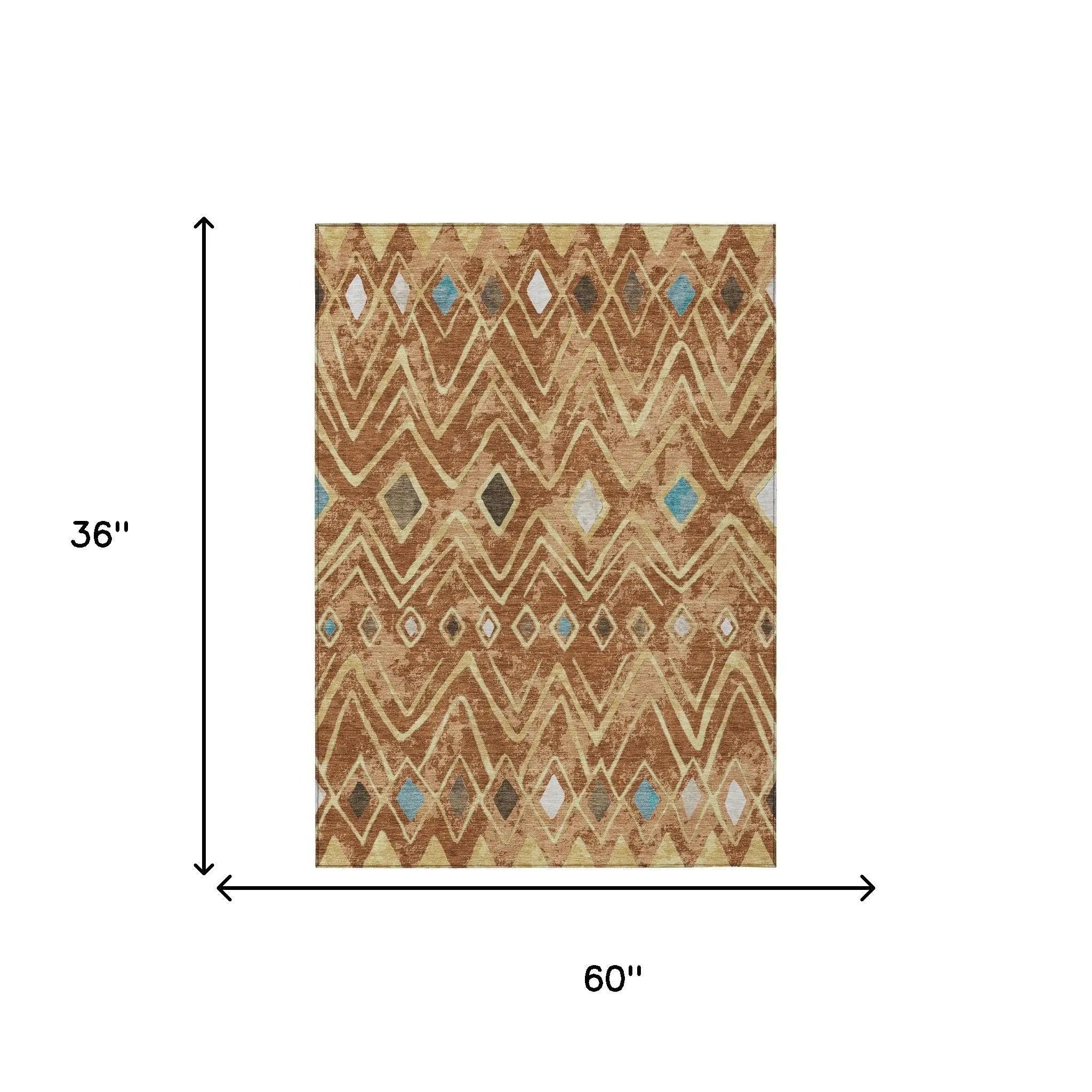 3' X 5' Orange And Graphite Geometric Washable Indoor Outdoor Area Rug Homeroots Outdoor