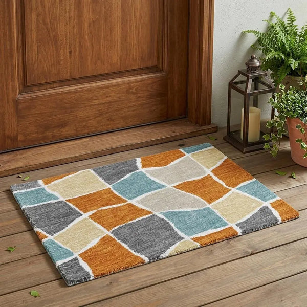 3' X 5' Orange And Graphite Geometric Washable Indoor Outdoor Area Rug Homeroots Outdoor