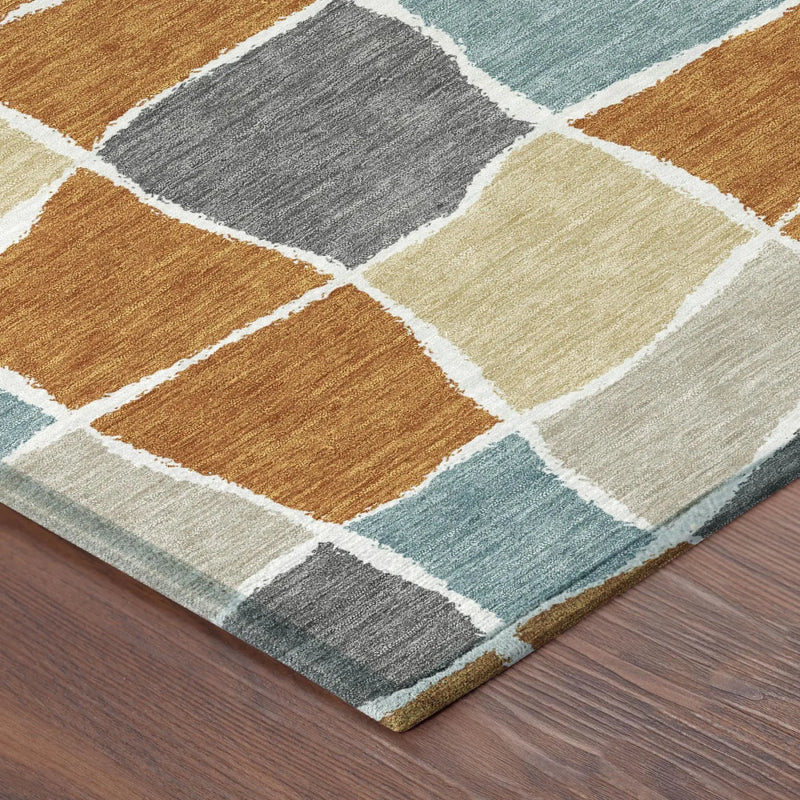 3' X 5' Orange And Graphite Geometric Washable Indoor Outdoor Area Rug Homeroots Outdoor