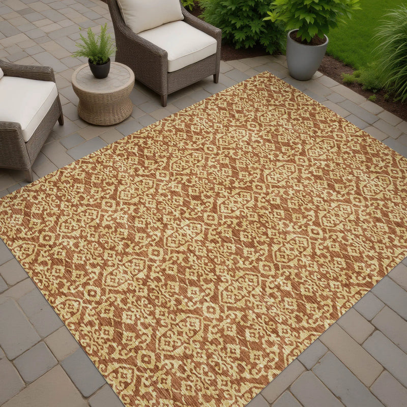3' X 5' Orange And Graphite Oriental Washable Indoor Outdoor Area Rug Homeroots Outdoor