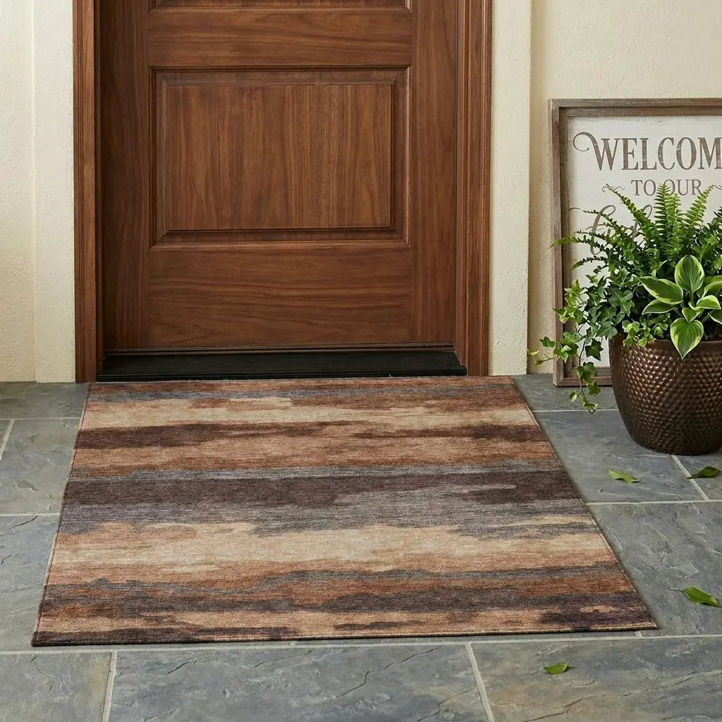3' X 5' Orange And Gray Abstract Washable Indoor Outdoor Area Rug Homeroots Outdoor
