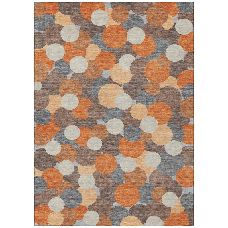 3' X 5' Orange And Gray Geometric Washable Indoor Outdoor Area Rug Homeroots Outdoor