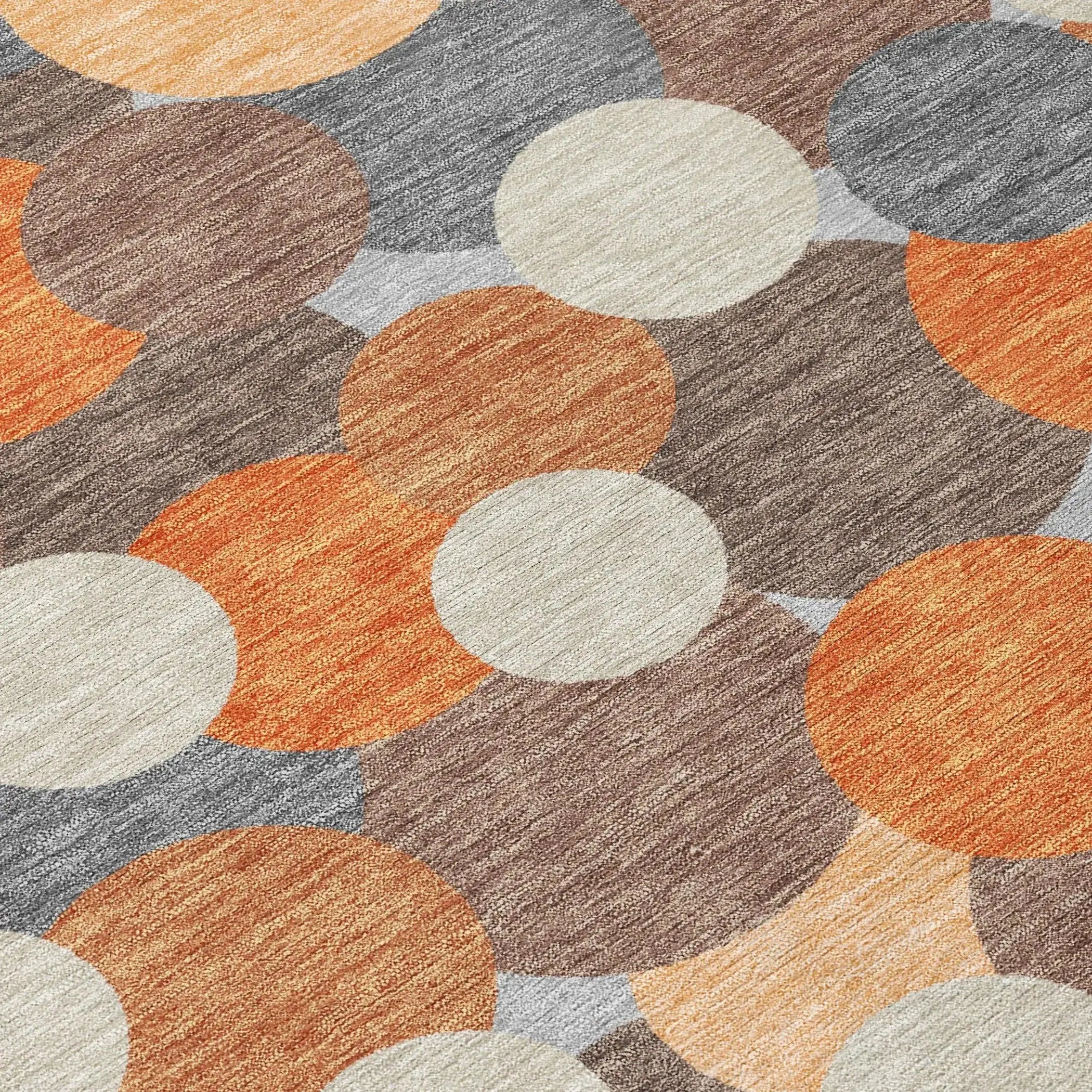 3' X 5' Orange And Gray Geometric Washable Indoor Outdoor Area Rug Homeroots Outdoor