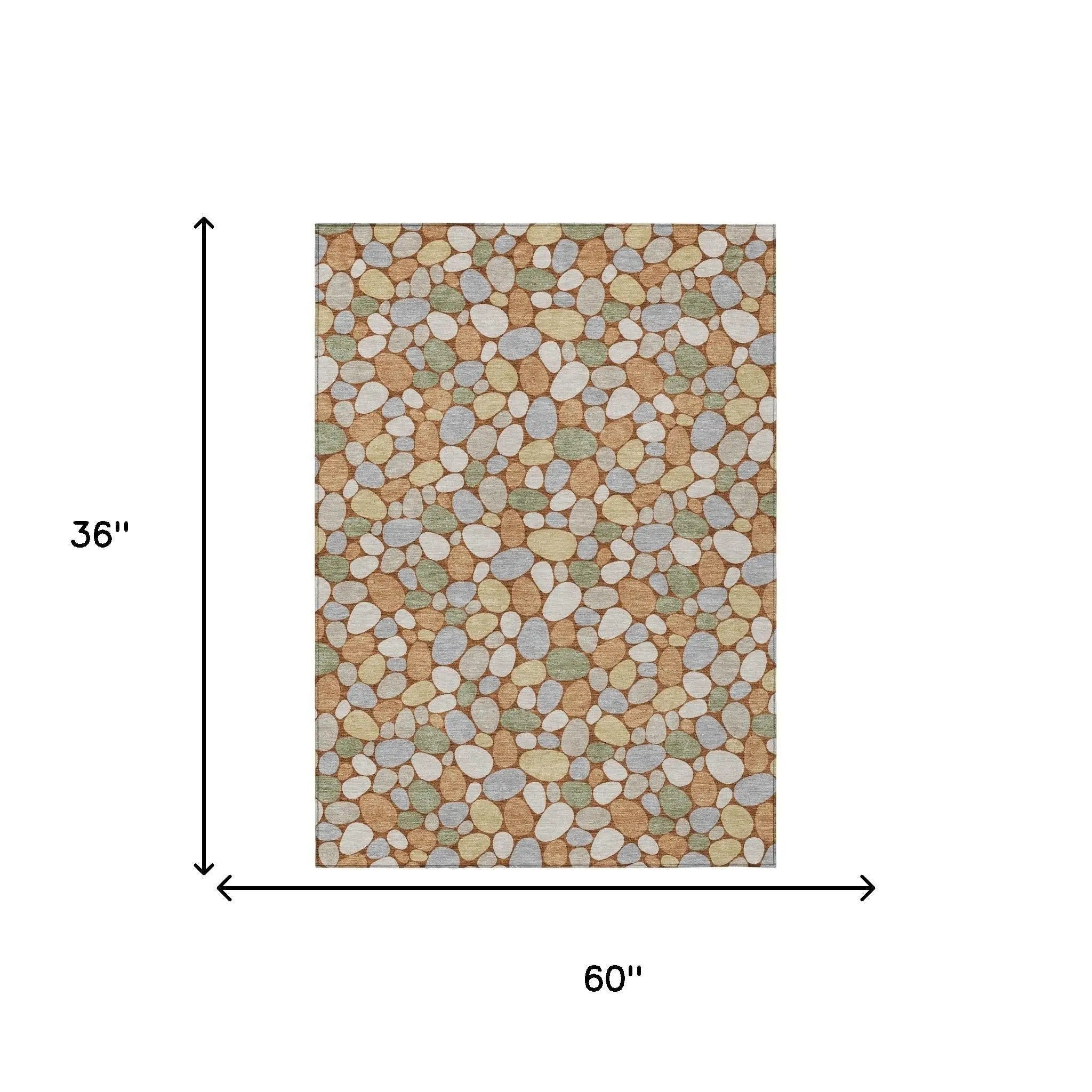3' X 5' Orange And Gray Geometric Washable Indoor Outdoor Area Rug Homeroots Outdoor