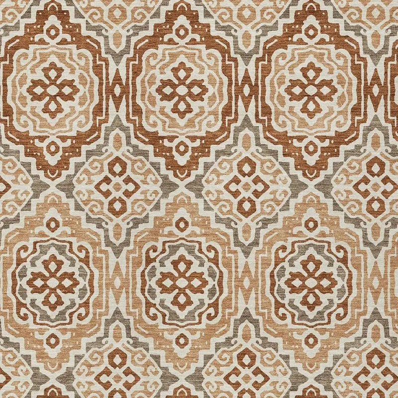 3' X 5' Orange And Gray Tribal Washable Indoor Outdoor Area Rug Homeroots Outdoor