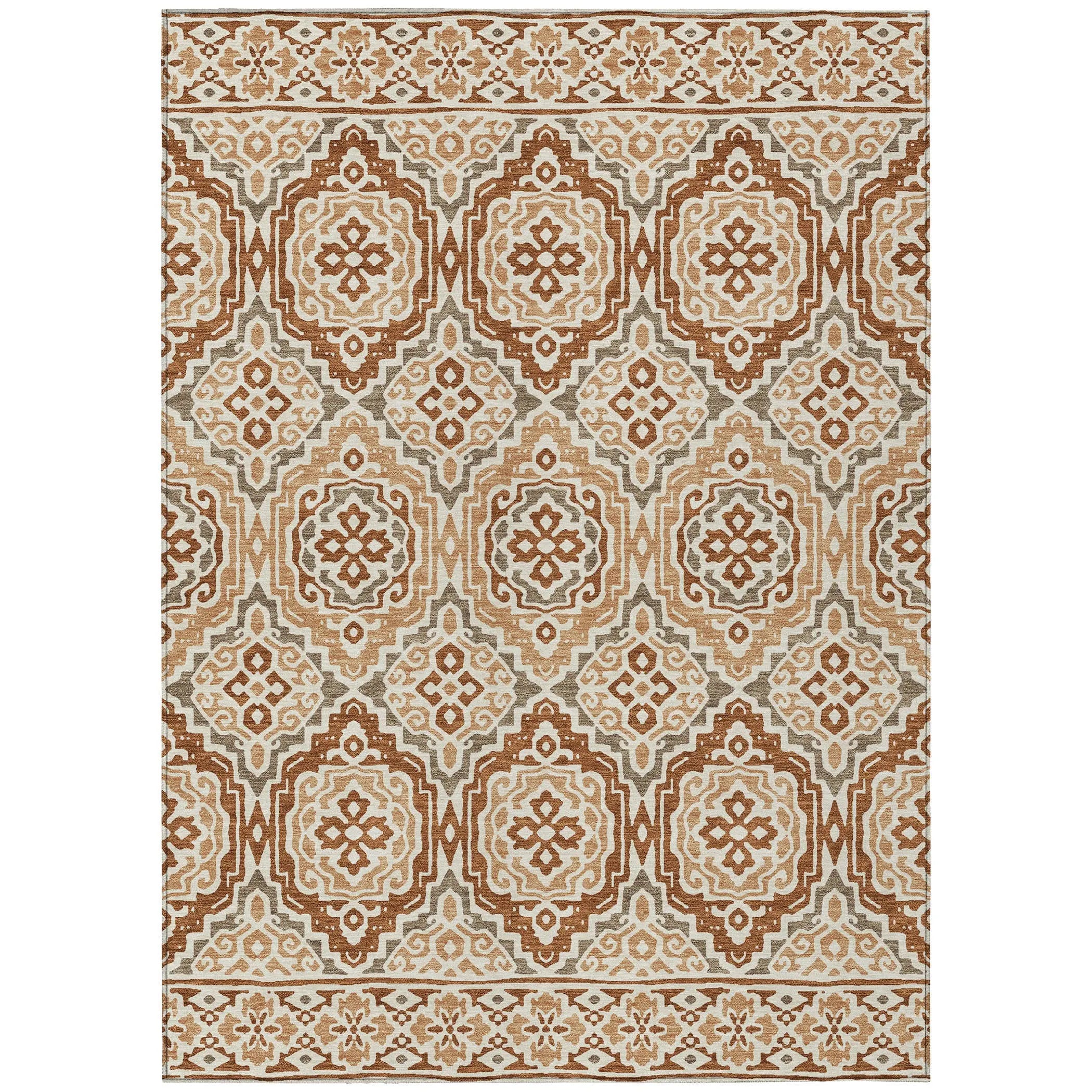 3' X 5' Orange And Gray Tribal Washable Indoor Outdoor Area Rug Homeroots Outdoor