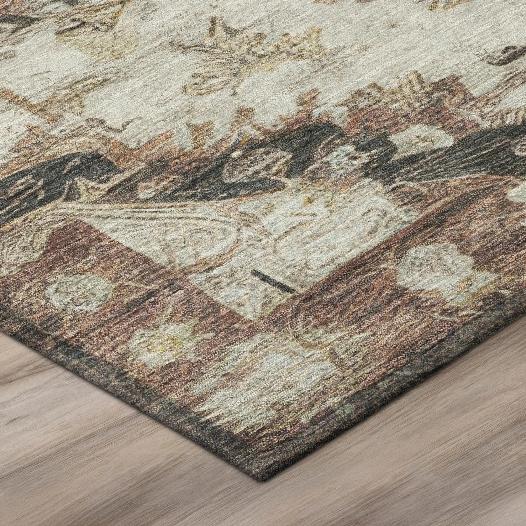 3' X 5' Orange And Ivory Floral Medallion Washable Indoor Outdoor Area Rug Homeroots Outdoor
