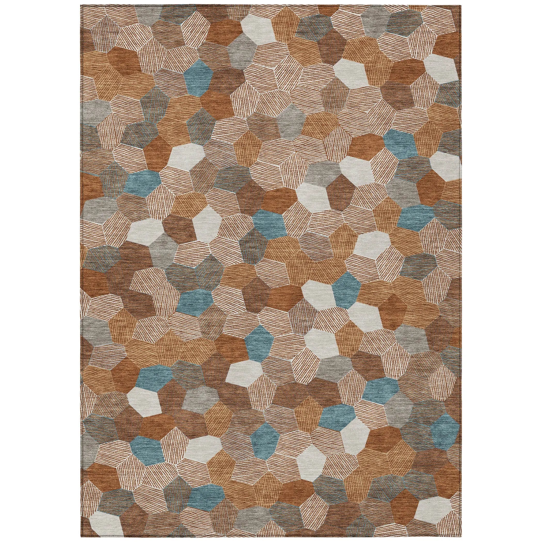 3' X 5' Orange And Ivory Geometric Washable Indoor Outdoor Area Rug Homeroots Outdoor