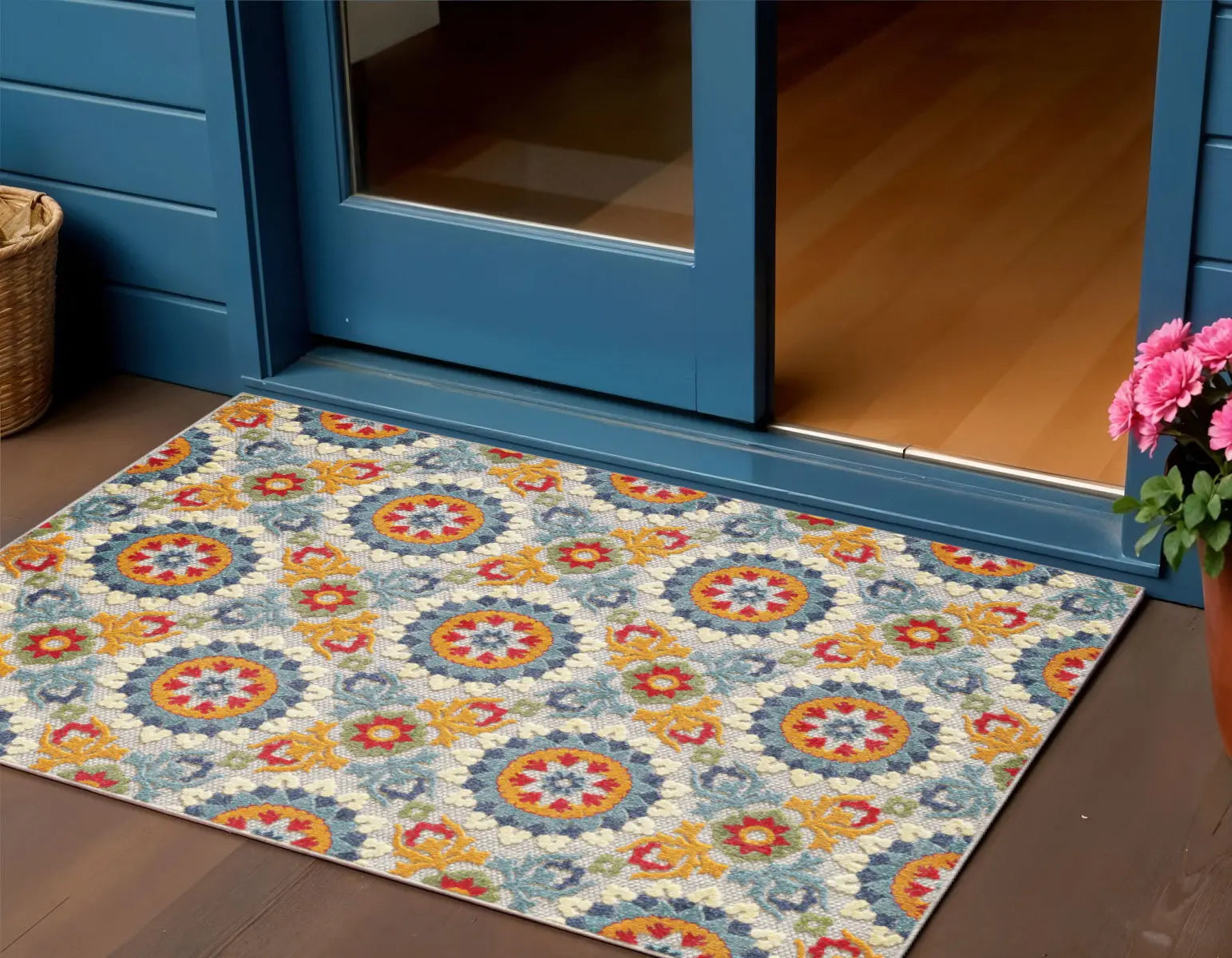 3' X 5' Orange And Ivory Moroccan Stain Resistant Indoor Outdoor Area Rug Homeroots Outdoor