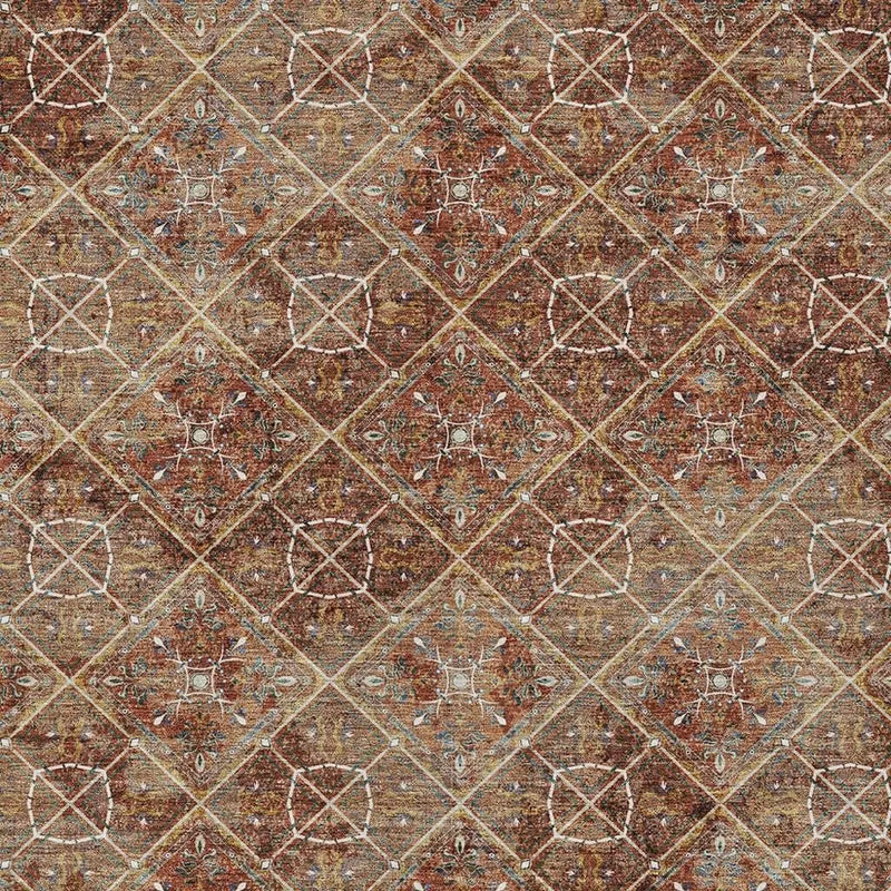 3' X 5' Orange And Khaki Geometric Washable Indoor Outdoor Area Rug Homeroots Outdoor