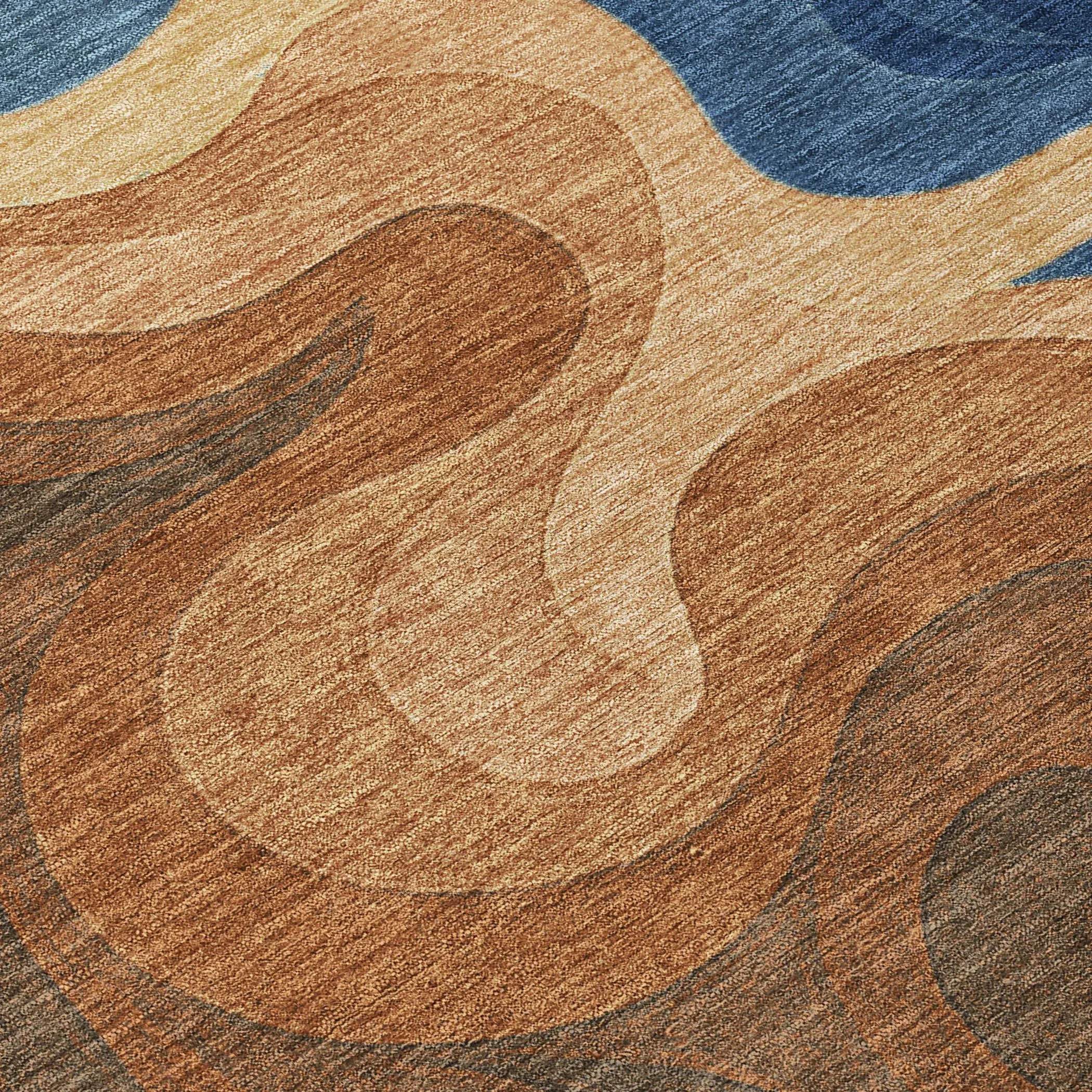 3' X 5' Orange And Navy Blue Abstract Washable Indoor Outdoor Area Rug Homeroots Outdoor