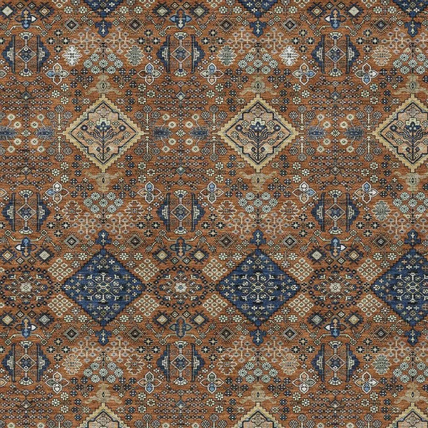 3' X 5' Orange And Navy Blue Geometric Washable Indoor Outdoor Area Rug Homeroots Outdoor