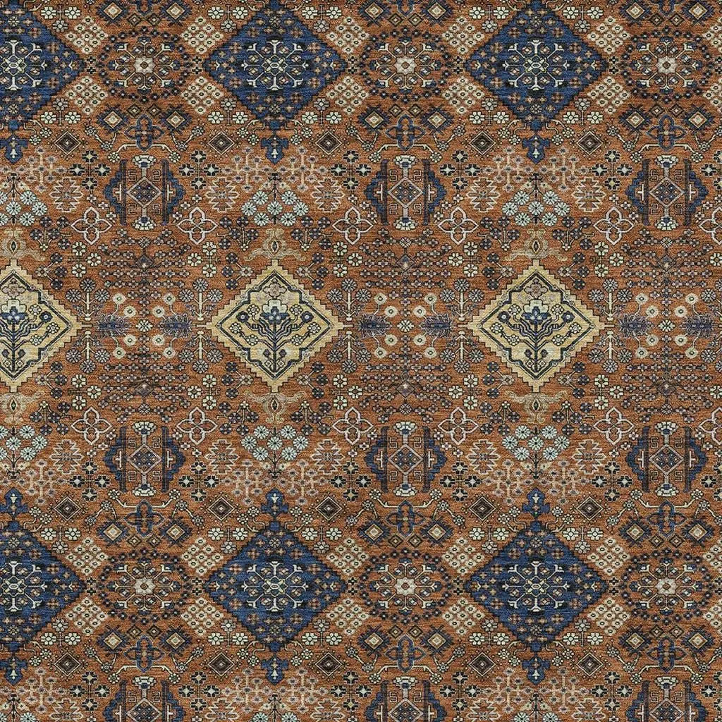 3' X 5' Orange And Navy Blue Geometric Washable Indoor Outdoor Area Rug Homeroots Outdoor