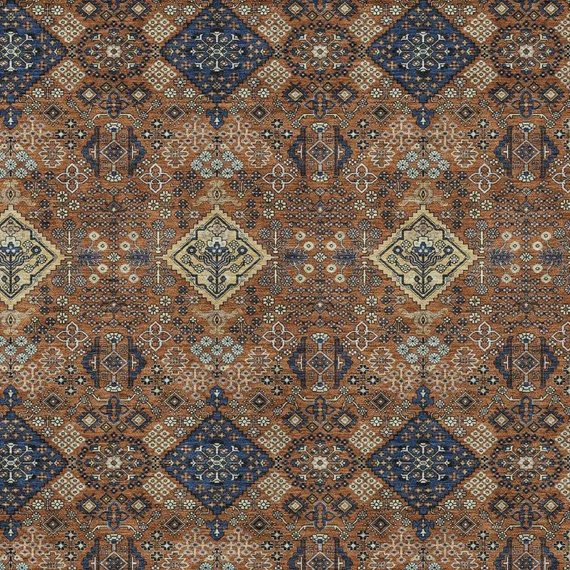 3' X 5' Orange And Navy Blue Geometric Washable Indoor Outdoor Area Rug Homeroots Outdoor