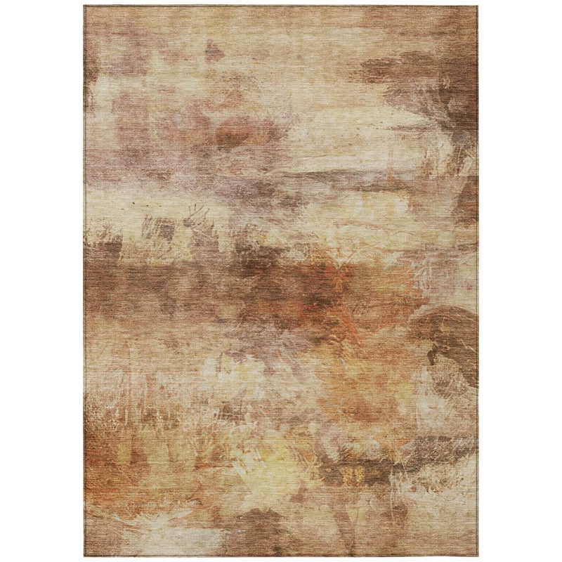 3' X 5' Orange And Peach Abstract Washable Indoor Outdoor Area Rug Homeroots Outdoor