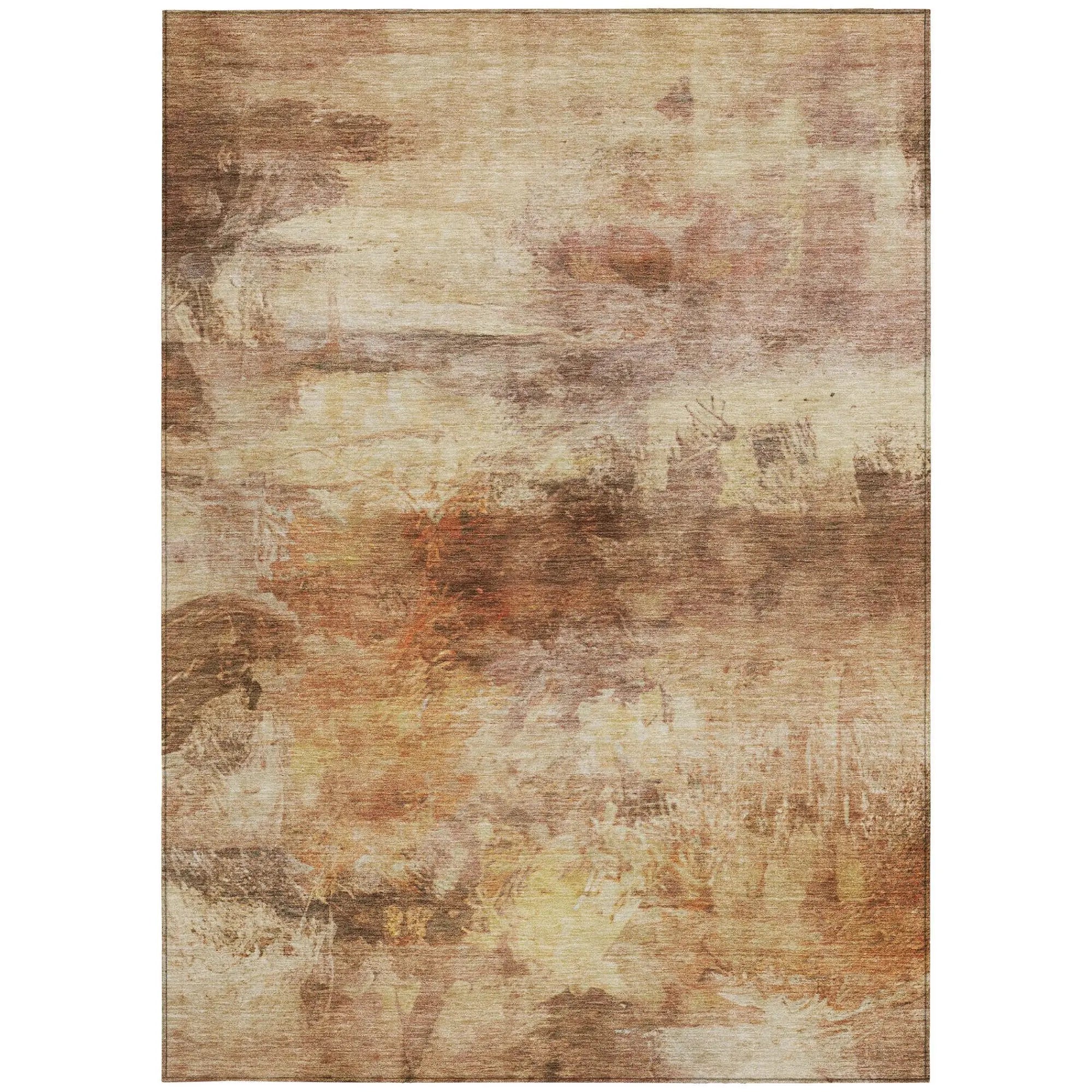 3' X 5' Orange And Peach Abstract Washable Indoor Outdoor Area Rug Homeroots Outdoor