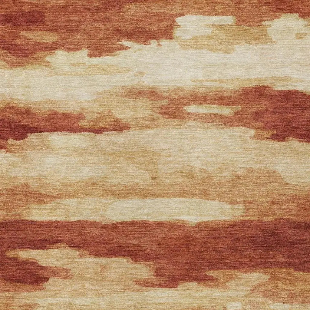 3' X 5' Orange And Red Abstract Washable Indoor Outdoor Area Rug Homeroots Outdoor