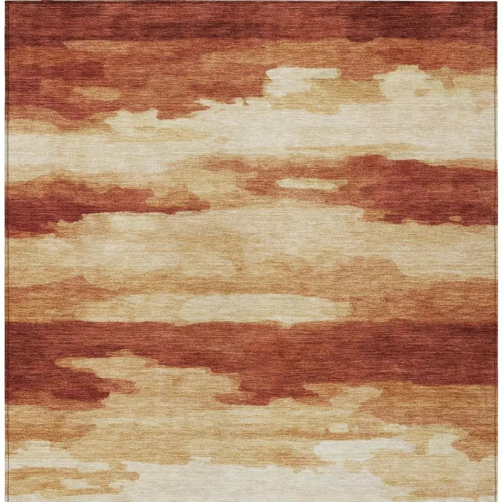 3' X 5' Orange And Red Abstract Washable Indoor Outdoor Area Rug Homeroots Outdoor