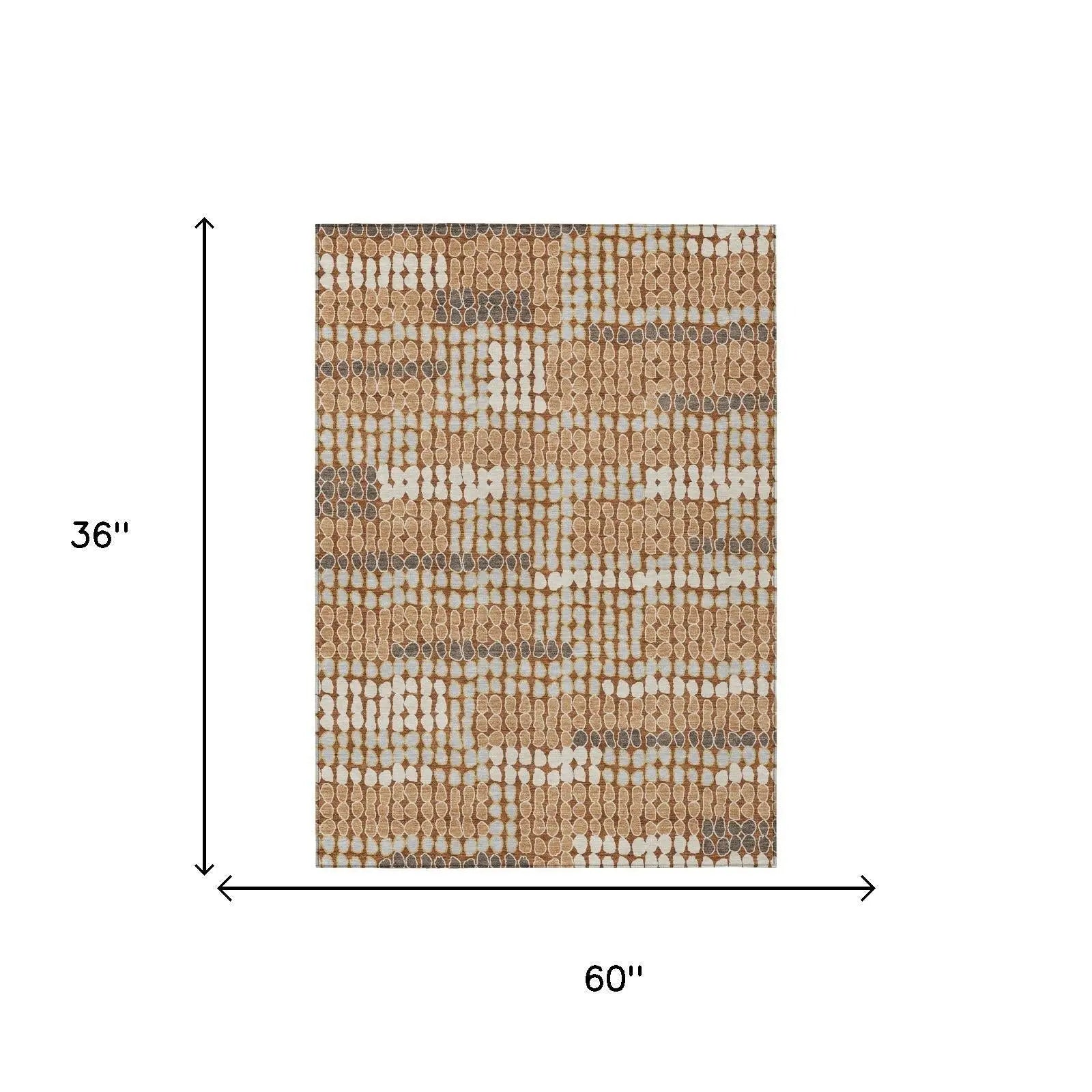 3' X 5' Orange And Silver Geometric Washable Indoor Outdoor Area Rug Homeroots Outdoor