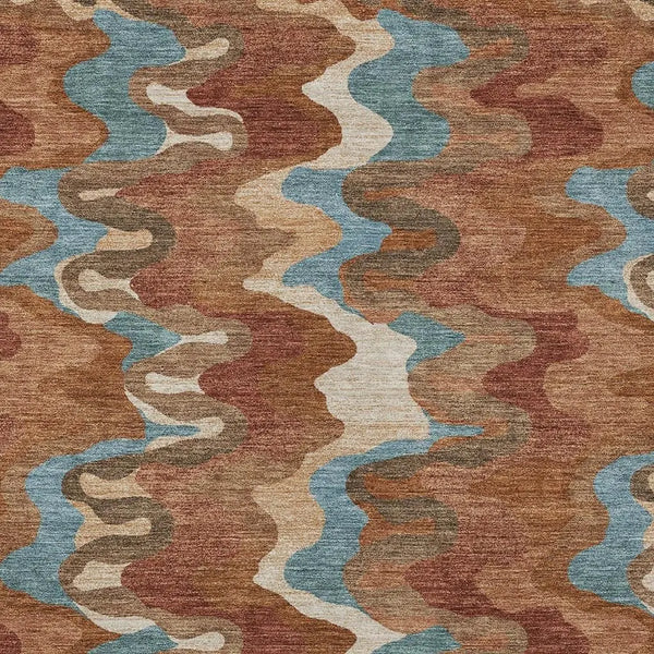 3' X 5' Orange And Teal Blue Abstract Washable Indoor Outdoor Area Rug Homeroots Outdoor