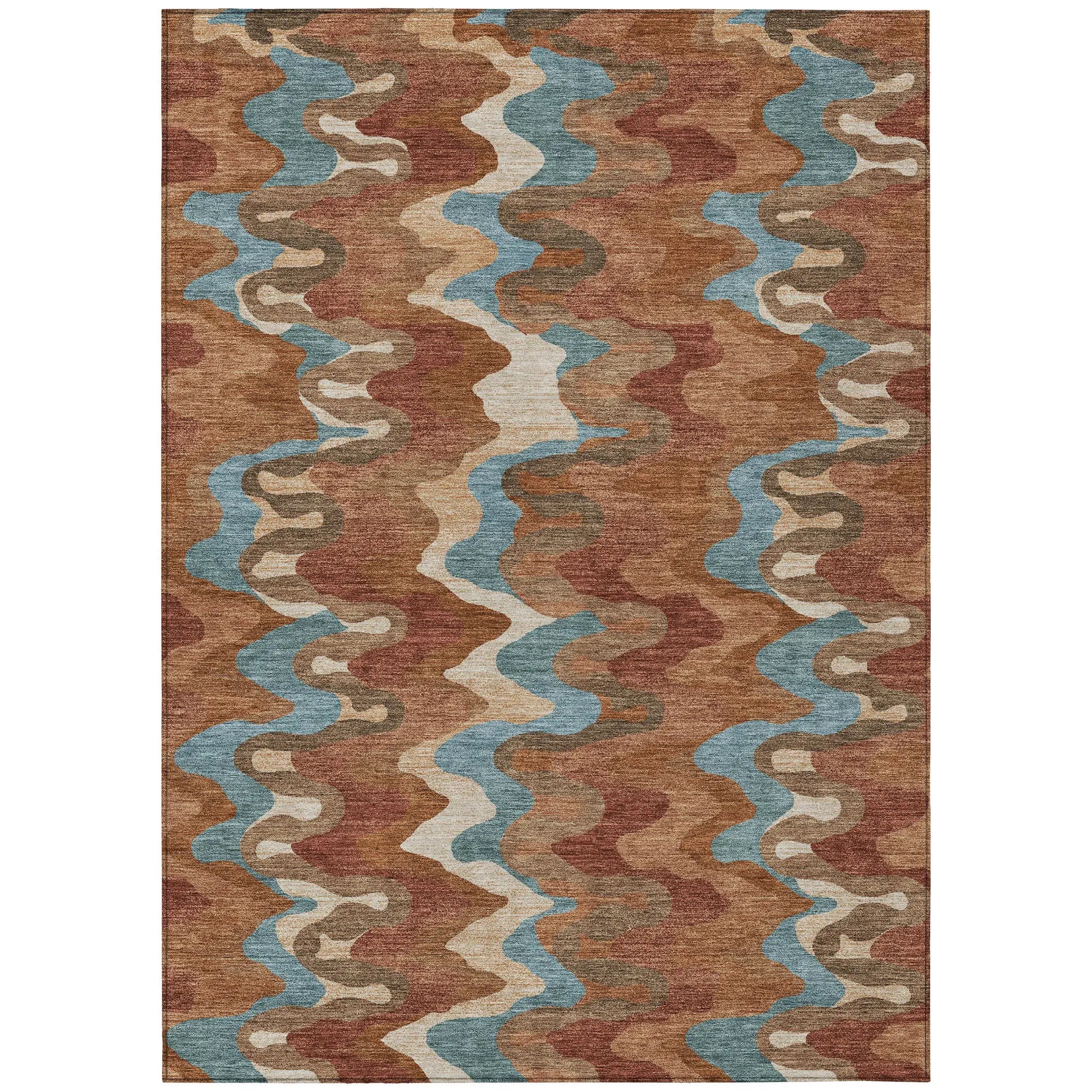 3' X 5' Orange And Teal Blue Abstract Washable Indoor Outdoor Area Rug Homeroots Outdoor