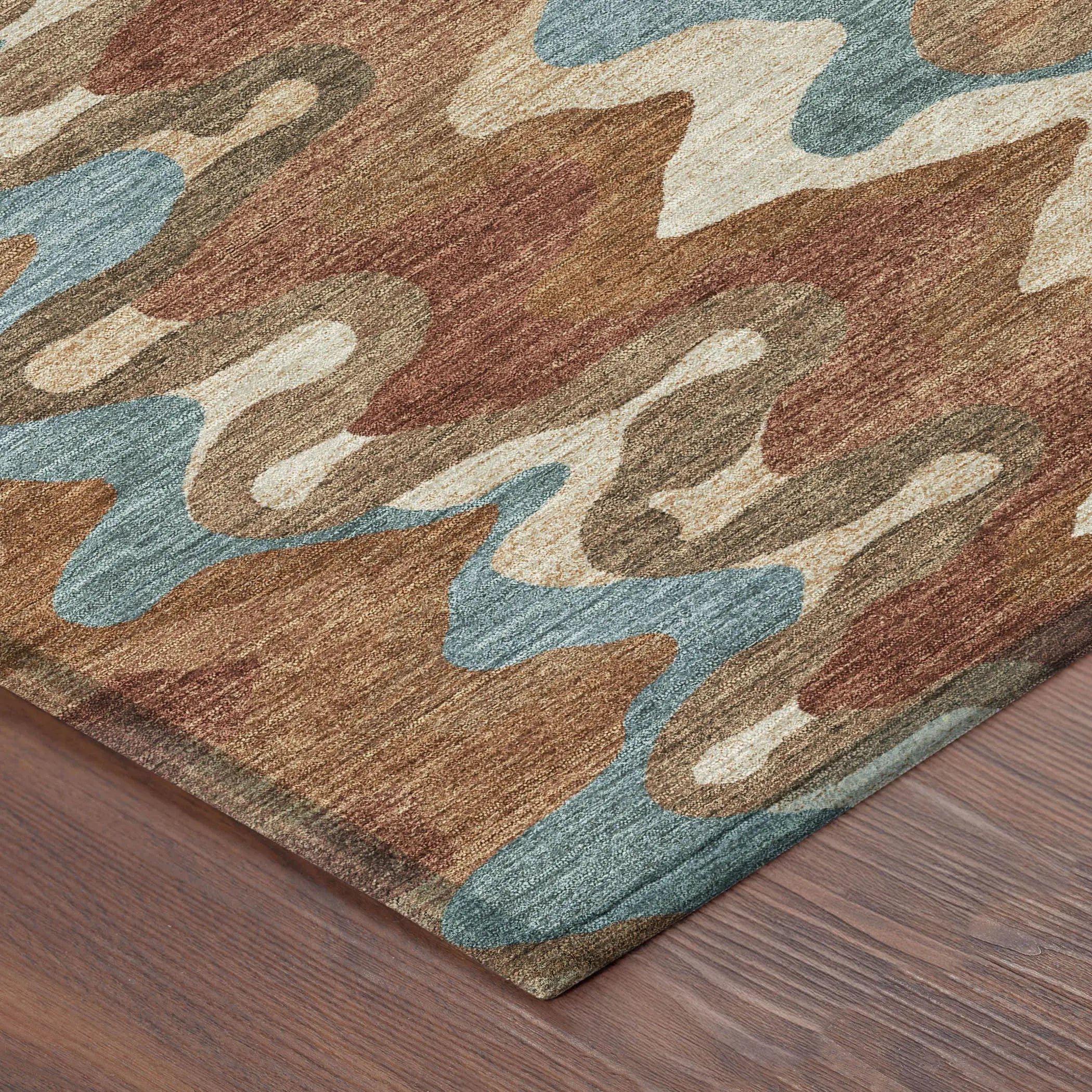 3' X 5' Orange And Teal Blue Abstract Washable Indoor Outdoor Area Rug Homeroots Outdoor