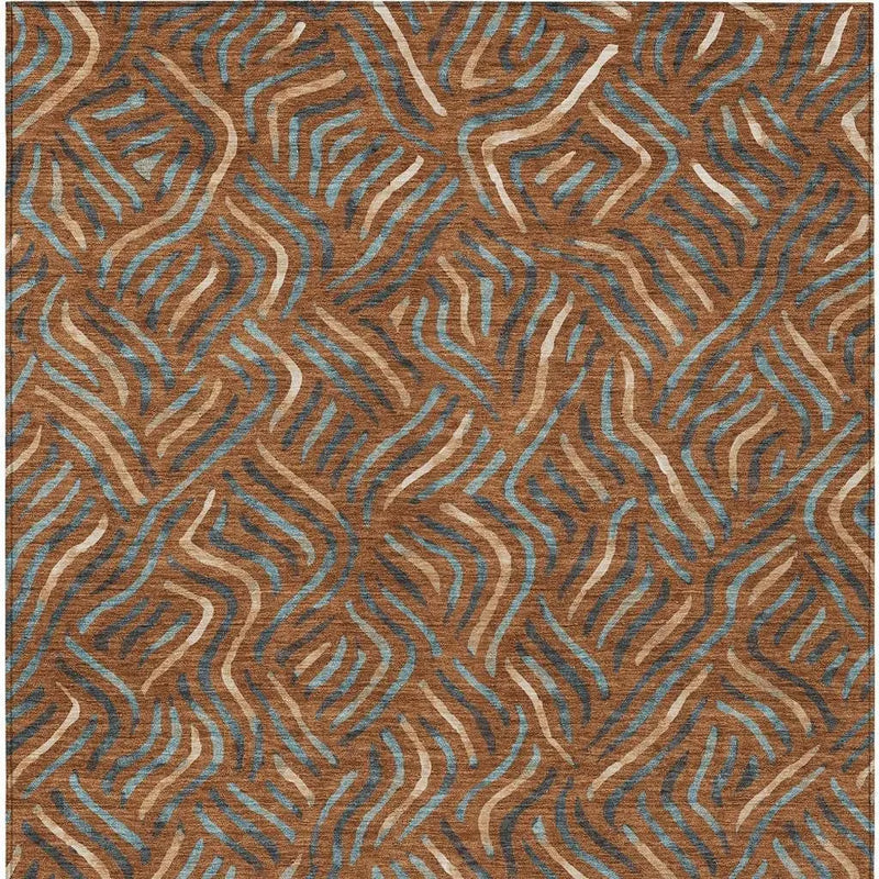 3' X 5' Orange And Teal Blue Abstract Washable Indoor Outdoor Area Rug Homeroots Outdoor