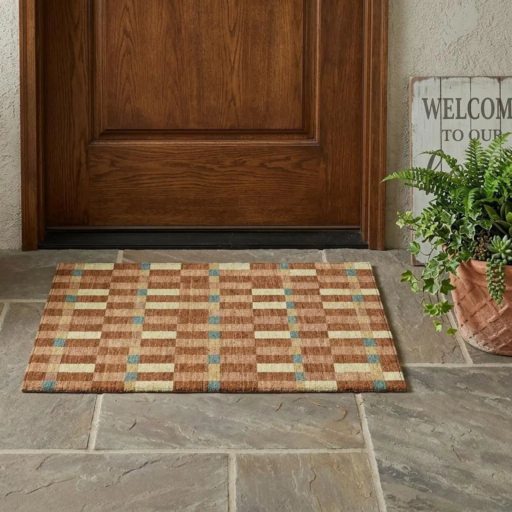 3' X 5' Orange And Teal Blue Geometric Washable Indoor Outdoor Area Rug Homeroots Outdoor